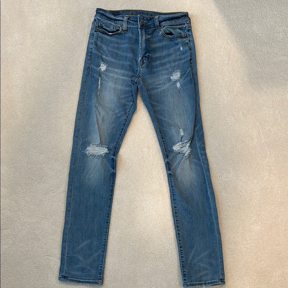 Men's Blue Distressed Jeans